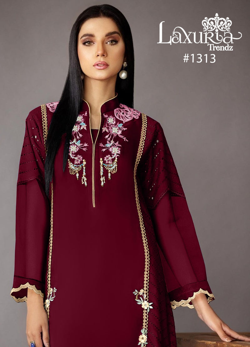 Laxuria Trendz D No 1313 Georgette Designer Pakistani Kurti With Bottom