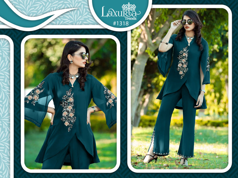 Laxuria Trendz D No 1318 Satin With Georgette Tunic With Pant Collection