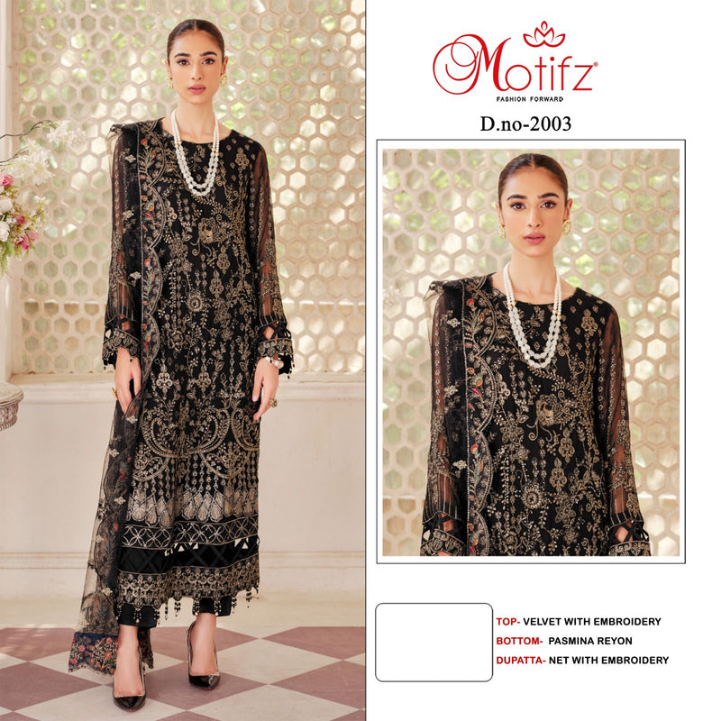 Motifz D No 2003 Velvet With Heavy Embroidery Designer Suit Collection