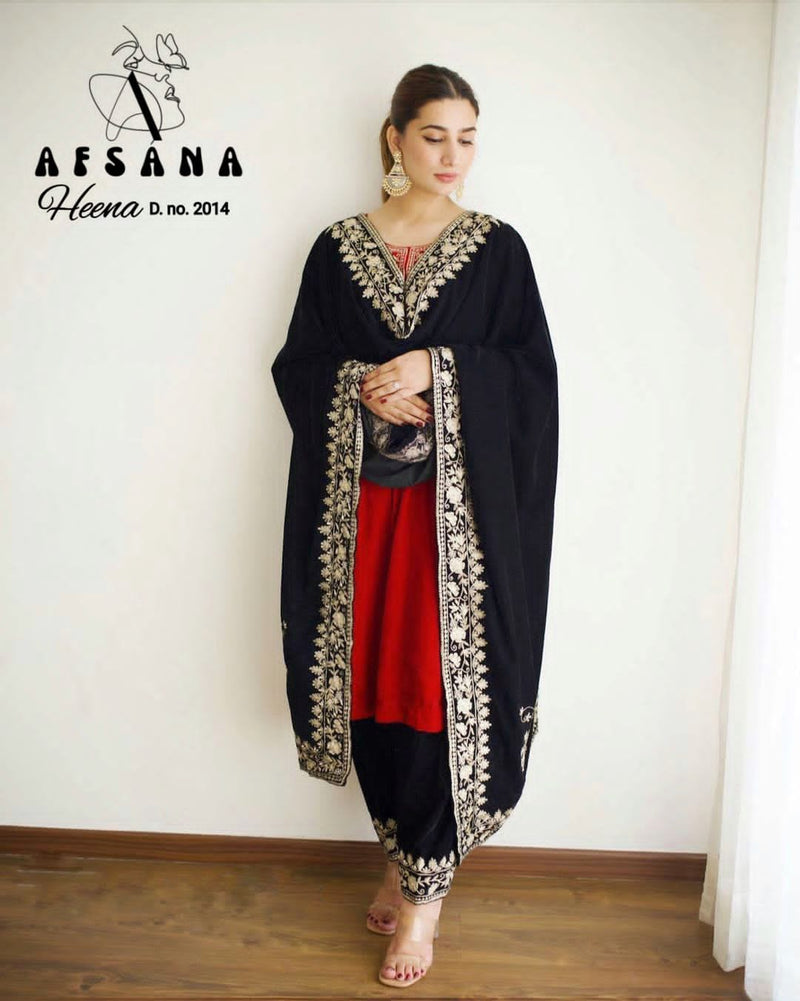 Afsana Heena D No 2014 Velvet With Embroidery Work Readymade Salwar Suit Collection