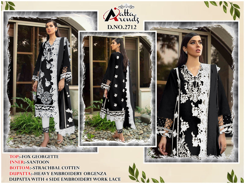 Atta Trendz D No 2712 Georgette Heavy Embroidery Designer Ready Made Suits