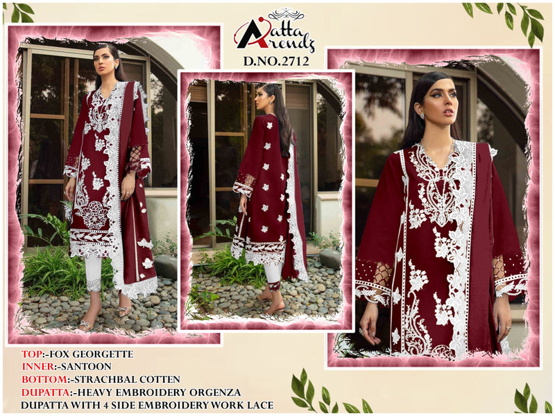 Atta Trendz D No 2712 Georgette Heavy Embroidery Designer Ready Made Suits