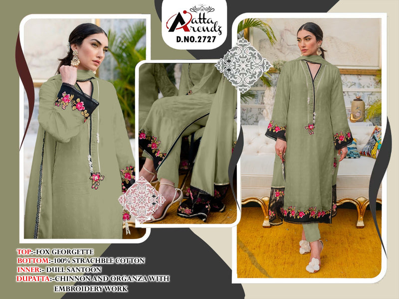 Atta Trendz D No 2727 Georgette Fancy Designer Pakistani Kurti Pant & Dupatta Collection