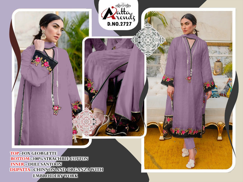 Atta Trendz D No 2727 Georgette Fancy Designer Pakistani Kurti Pant & Dupatta Collection