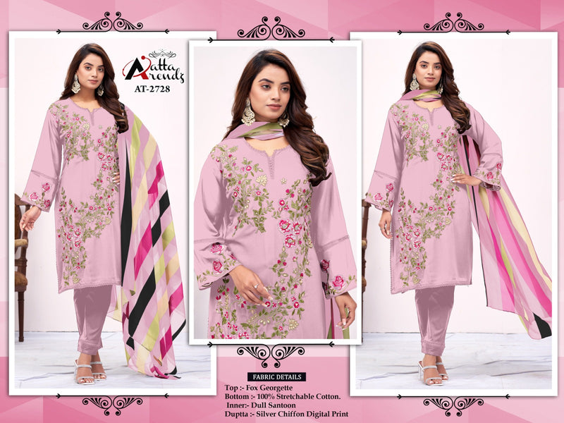 Atta Trendz D No 2728 Georgette Beautiful Embroidery Designer Ready Made Suits