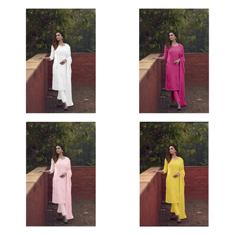 Psyna D No 3191 Cotton Mal With Fancy Schifli Designer Ready Made Suits