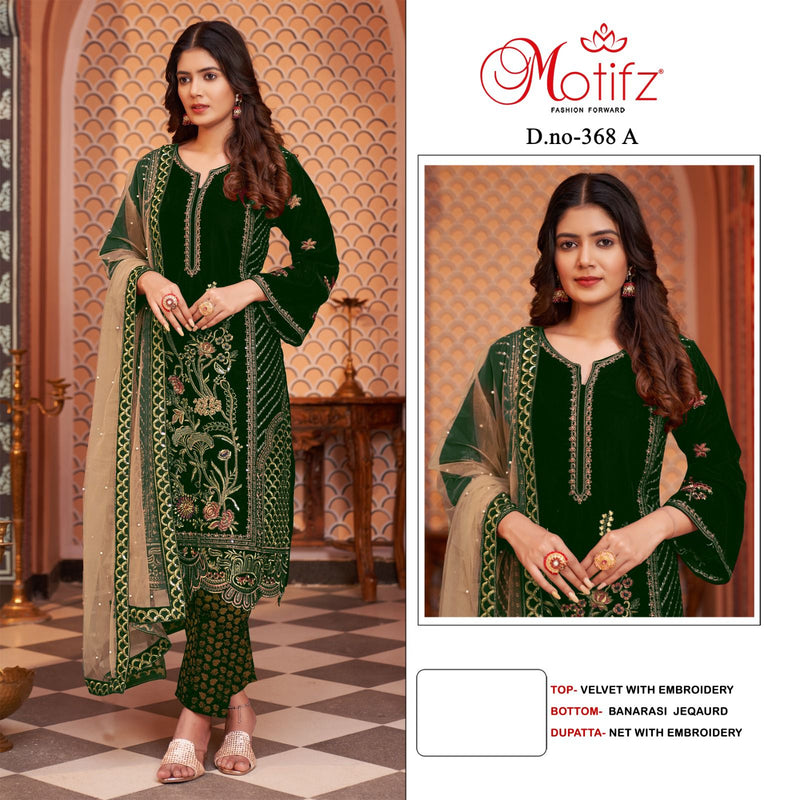 Motifz D NO 368 Velvet With Heavy Work Pakistani Suits