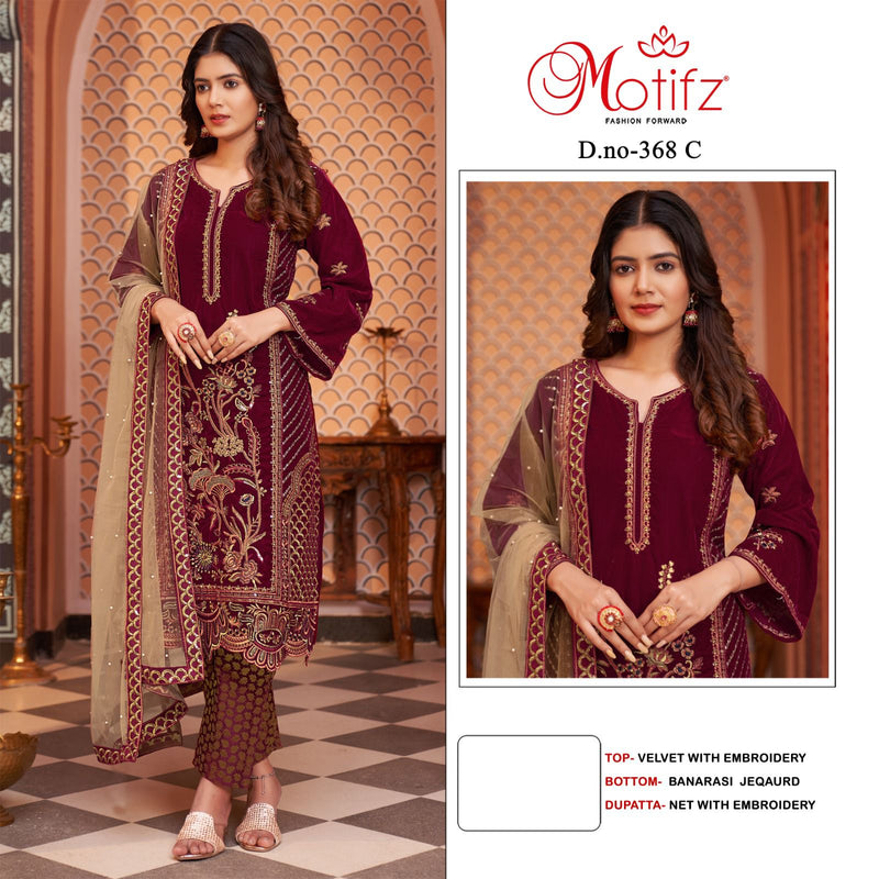 Motifz D NO 368 Velvet With Heavy Work Pakistani Suits