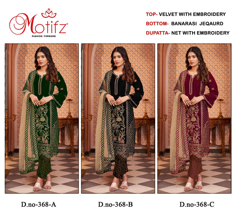 Motifz D NO 368 Velvet With Heavy Work Pakistani Suits