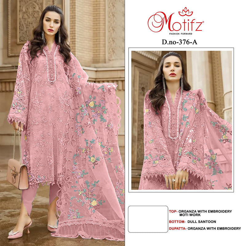 Motifz D No 376 Organza With Embroidery Pakistani Heavy Suit Collection