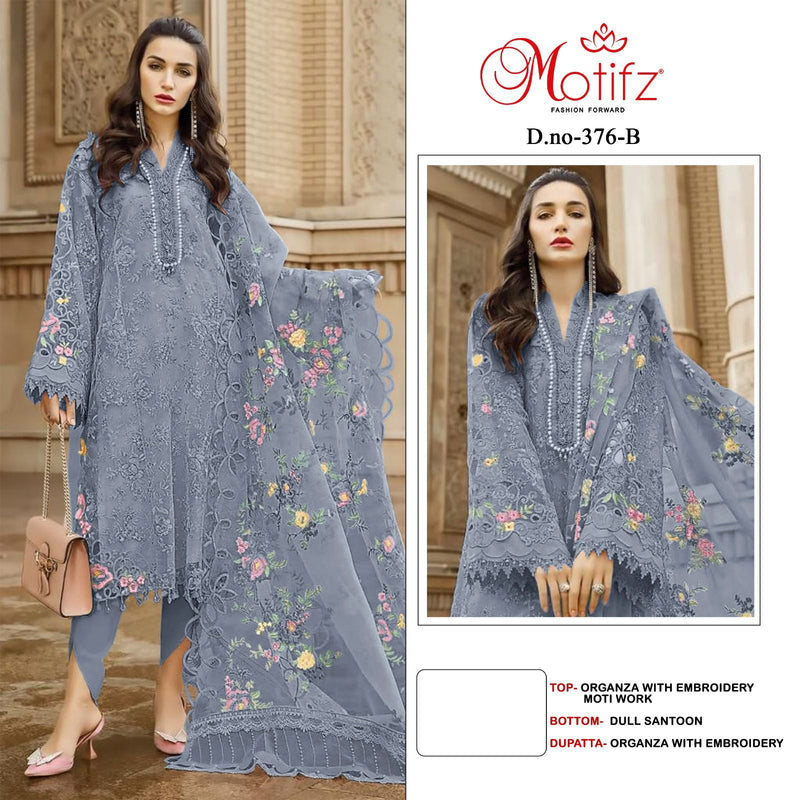 Motifz D No 376 Organza With Embroidery Pakistani Heavy Suit Collection