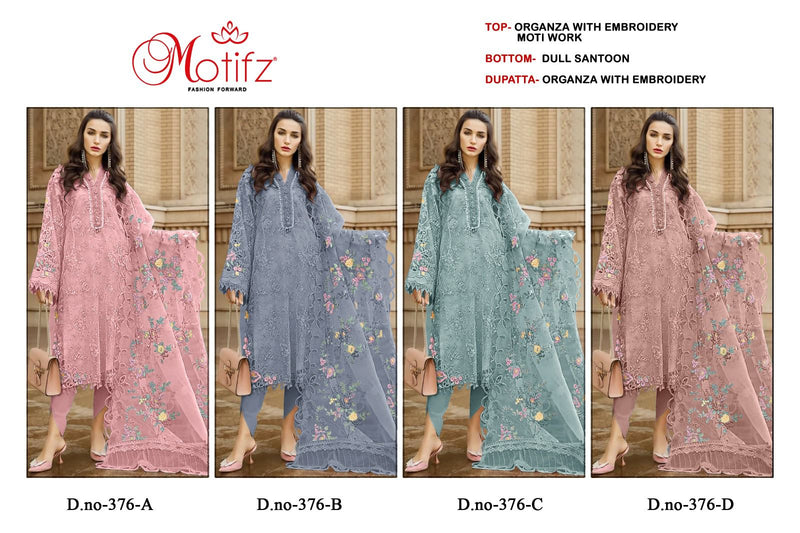 Motifz D No 376 Organza With Embroidery Pakistani Heavy Suit Collection