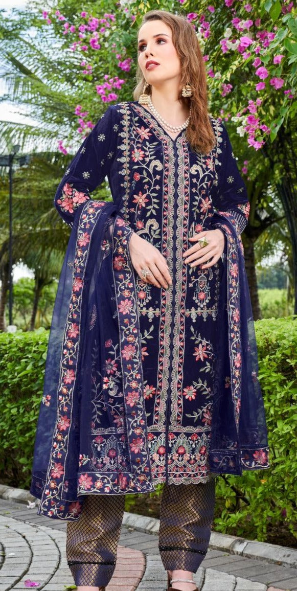 Motifz D No 382 Velvet With Heavy Embroidery Work Salwar Suits Collection