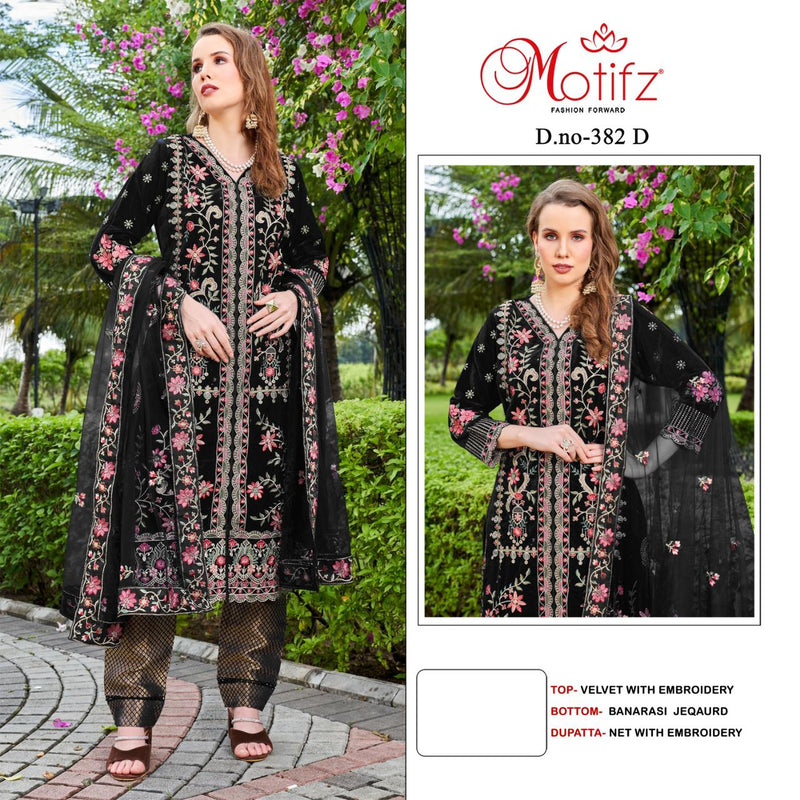 Motifz D No 382 Velvet With Heavy Embroidery Work Salwar Suits Collection