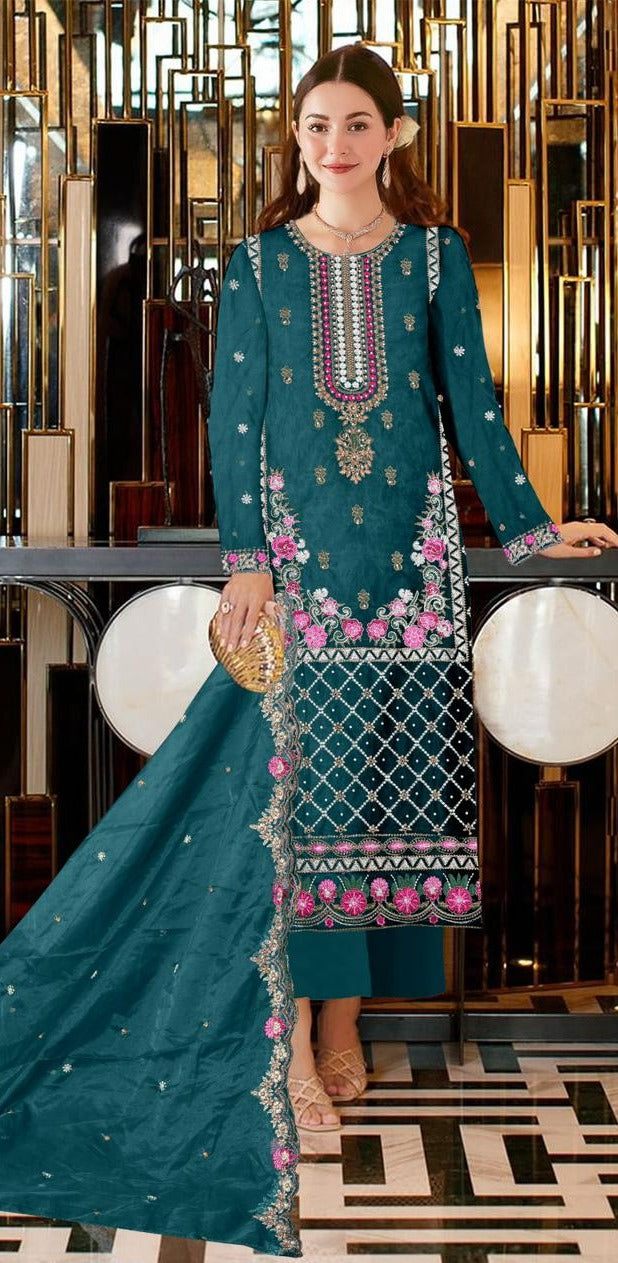 Motifz D NO 387 Organza With Embroidery Work Pakistani Salwar Suit Collection