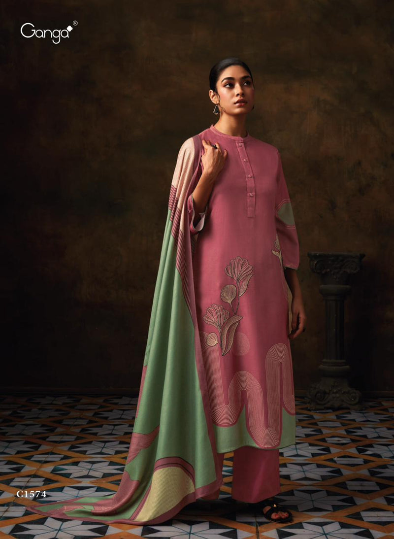 Ganga Darshani Pashmina Digital Printed With Embroidery Suit Collection