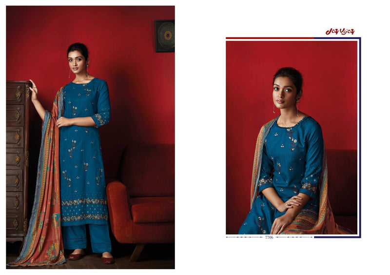 Jay Vijay Dastoor Rayon Checks With Embroidery Designer Work Suits