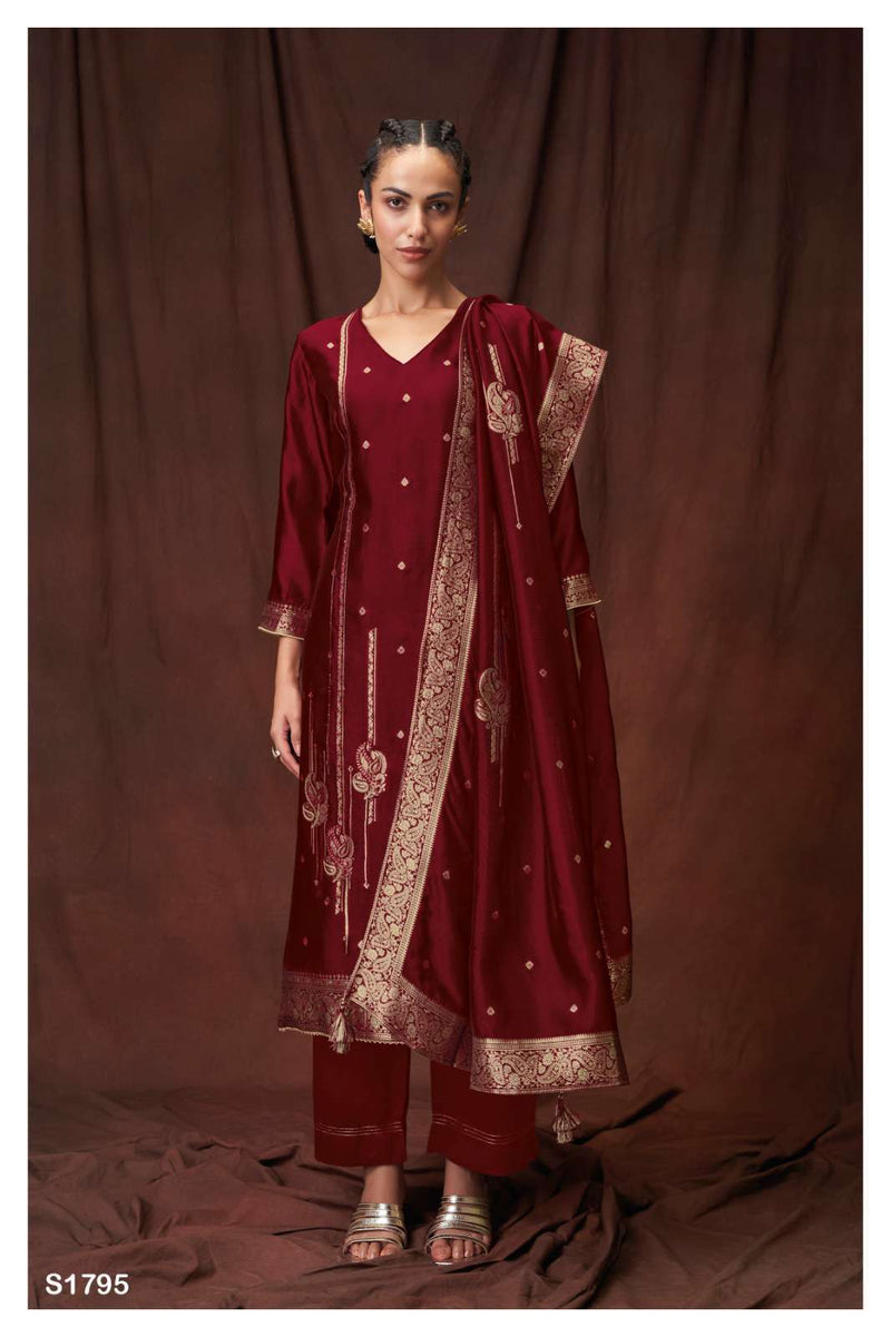 Ganga Dayanita 1795 Silk Jacquard With Hand Work Designer Suits