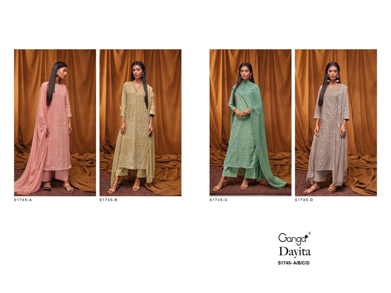 Ganga Dayita 1745 Cotton Foil Printed Designer Fancy Salwar Suits