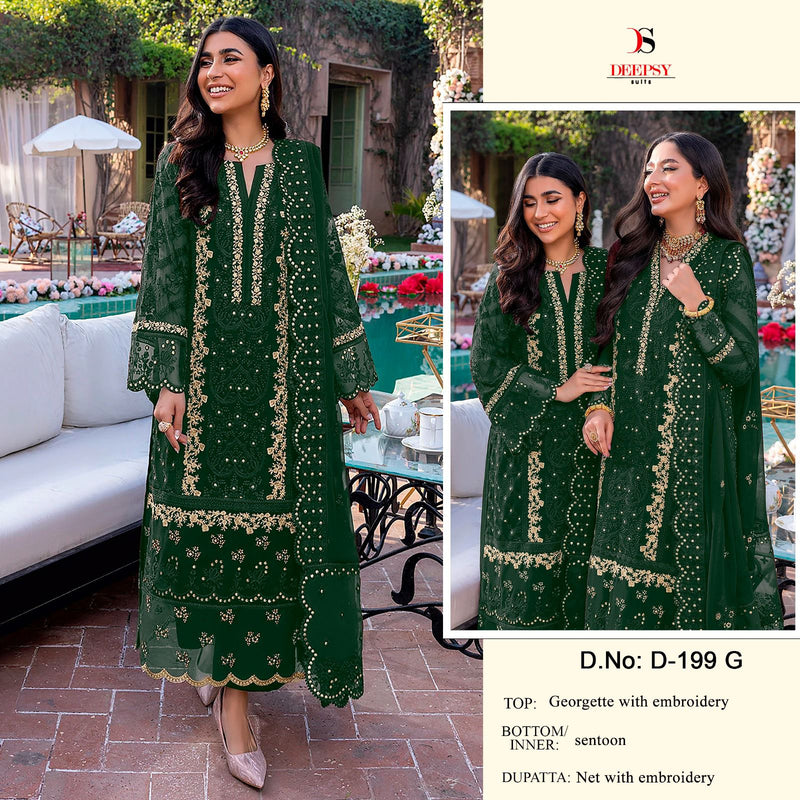 Deepsy Suits D No D 199 Georgette With Embroidered Designer Pakistani Suits