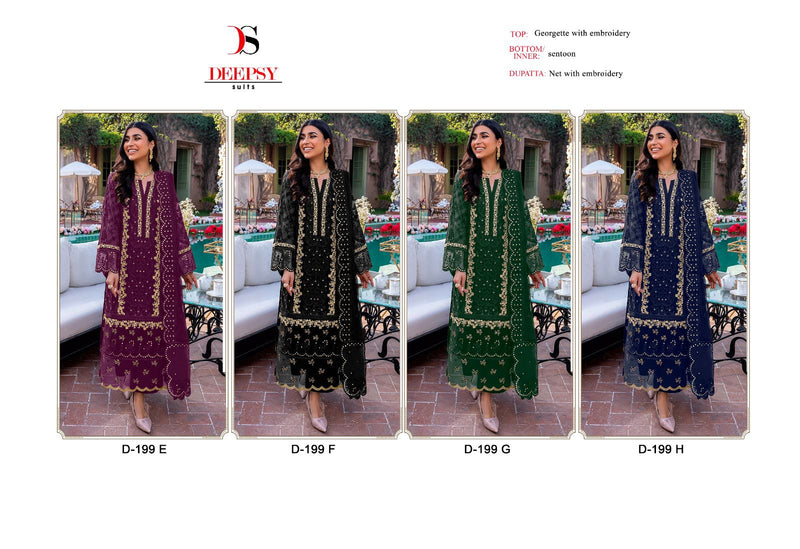 Deepsy Suits D No D 199 Georgette With Embroidered Designer Pakistani Suits