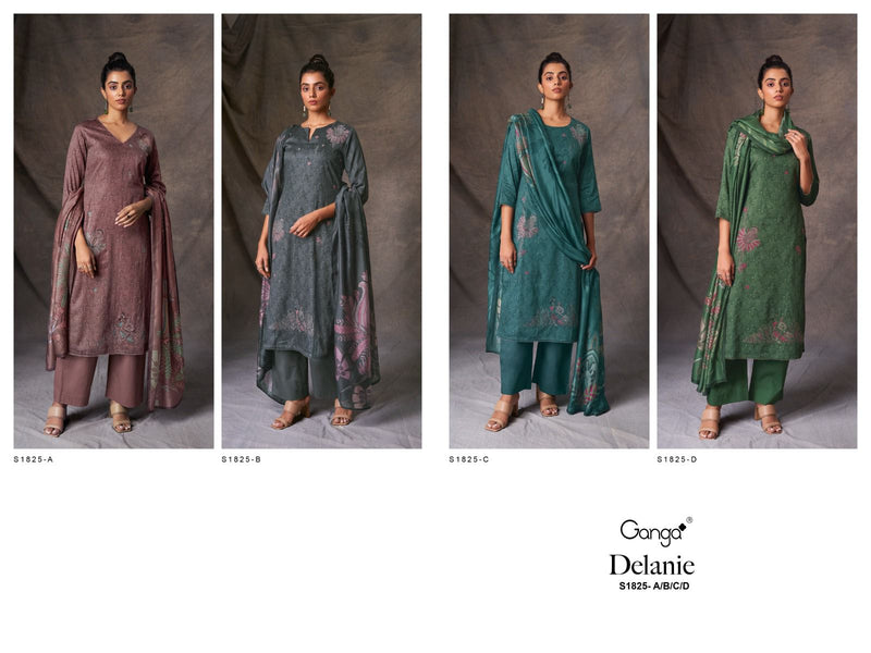 Ganga Delanie 1825 Silk Cotton Printed With Embroidery Designer Fancy Salwar Suits