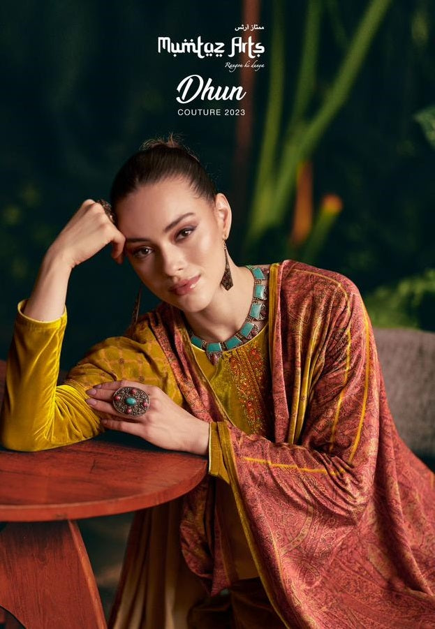 Mumtaz Arts Dhun Velvet With Heavy Embroidery Work Winter Wear Suit Collection