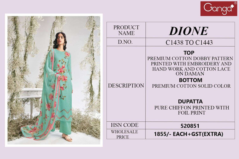 Ganga Dione Cotton Printed With Embroidery Salwar Suits