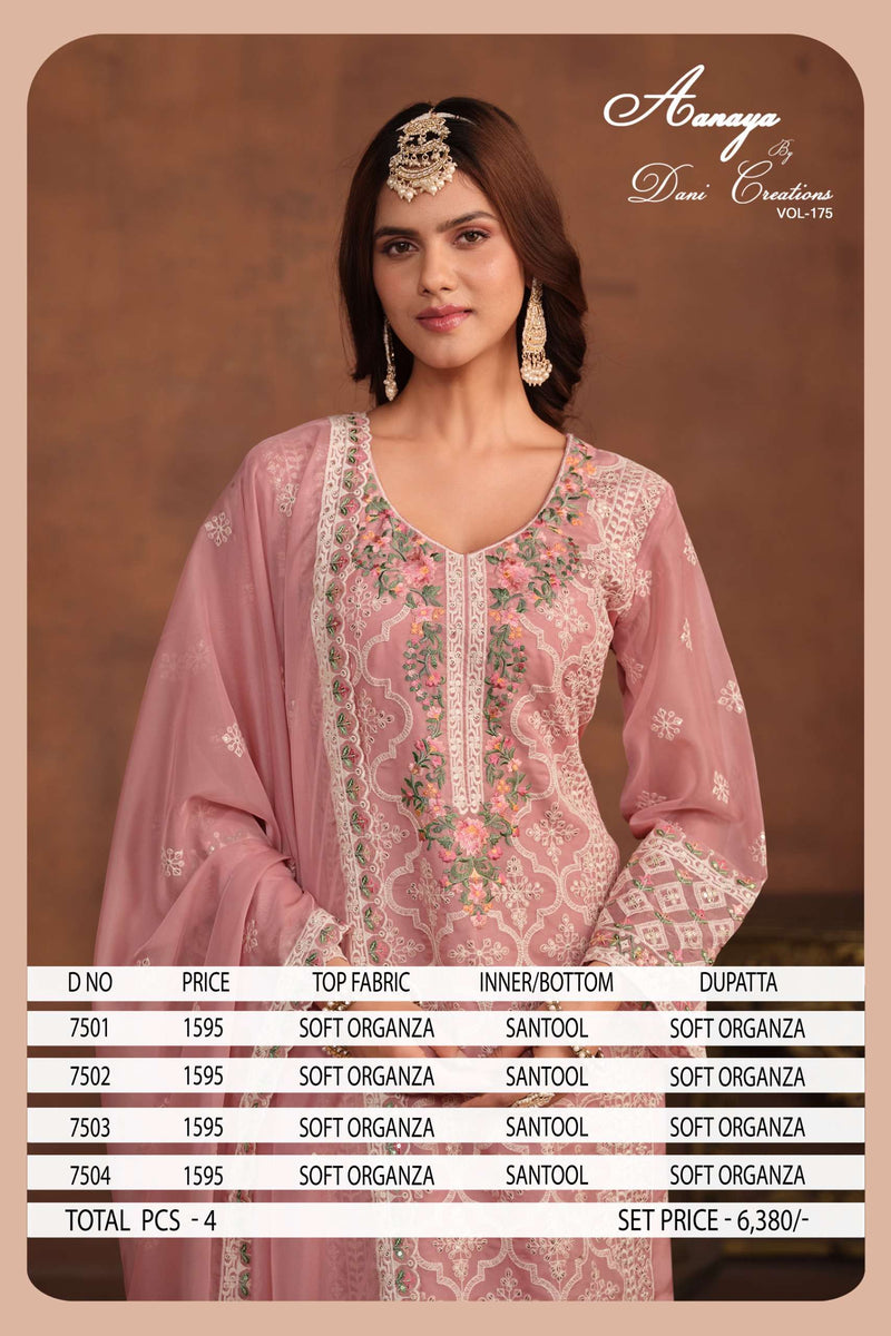 Dani Creation Aanaya Vol 175 Organza Casual Wear Suit