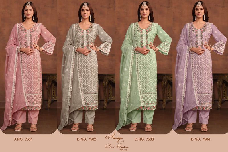 Dani Creation Aanaya Vol 175 Organza Casual Wear Suit