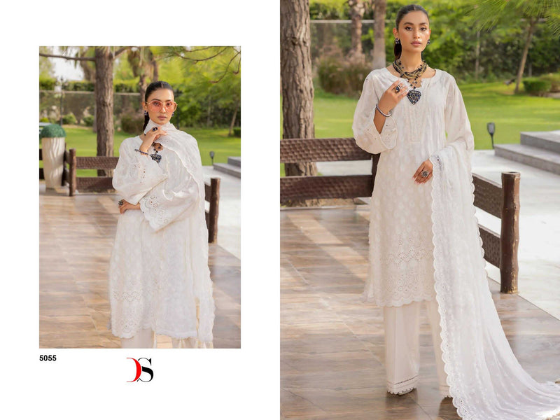 Deepsy Suit Adan Libas Inlays 24 Vol 2 Pure Cotton With Self Chicken Embroidery Work Suit