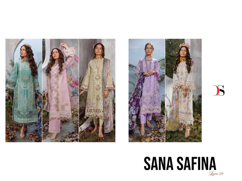 Deepsy Suit Sana Safinaz Lawn 24 Pure Cotton Self Embroidered Work Suit