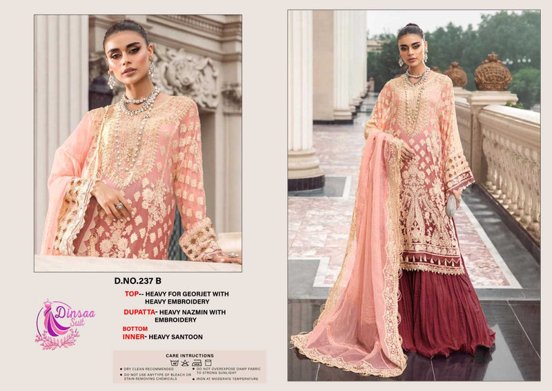 Dinsaa Suit Dno 237 Georgette With Heavy Embroidery Work Pakistani Suit