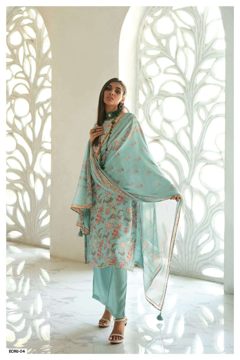 Varsha Ecru Pashmina Digitally Printed Exclusive Designer Suit Collection