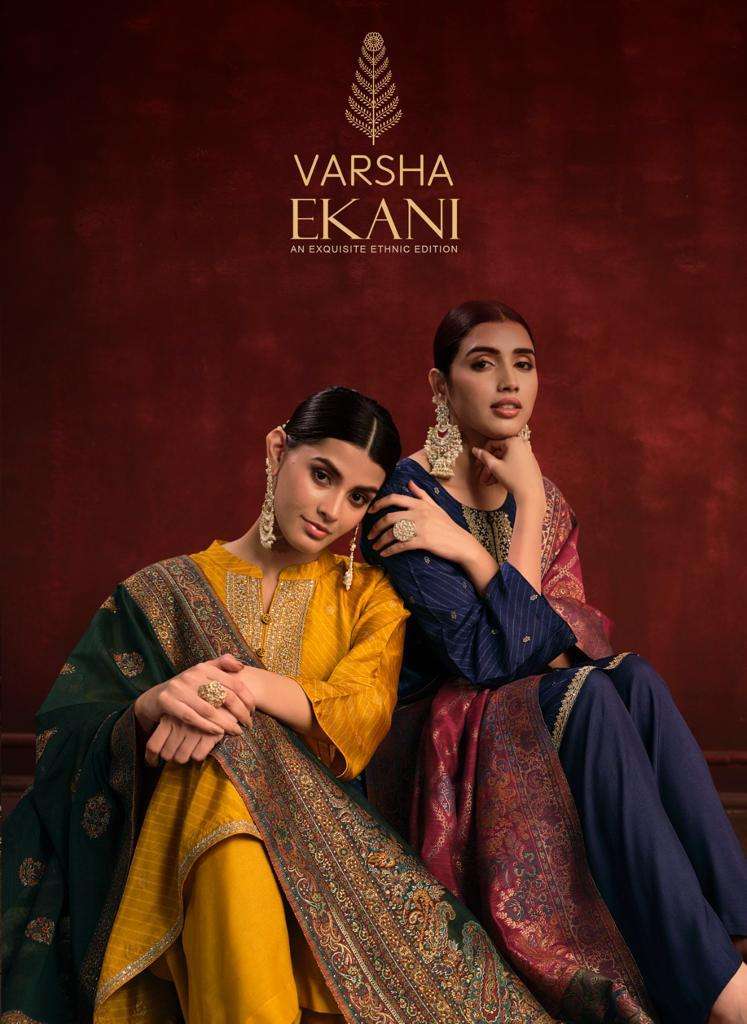 Varsha Ekani Viscose Printed Embroidered Designer Party Wear Suit Collection