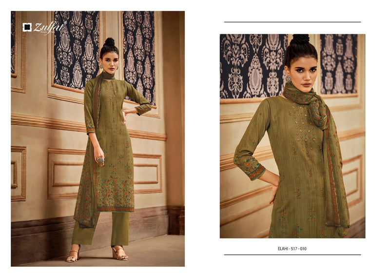 Zulfat Designer Studio Elahi Pashmina Fancy Work Digital Prints Designer Suits