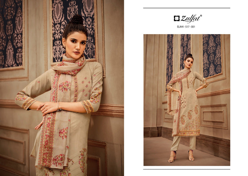 Zulfat Designer Studio Elahi Pashmina Fancy Work Digital Prints Designer Suits