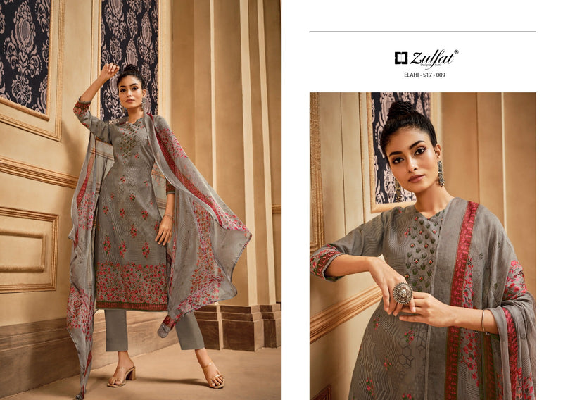 Zulfat Designer Studio Elahi Pashmina Fancy Work Digital Prints Designer Suits