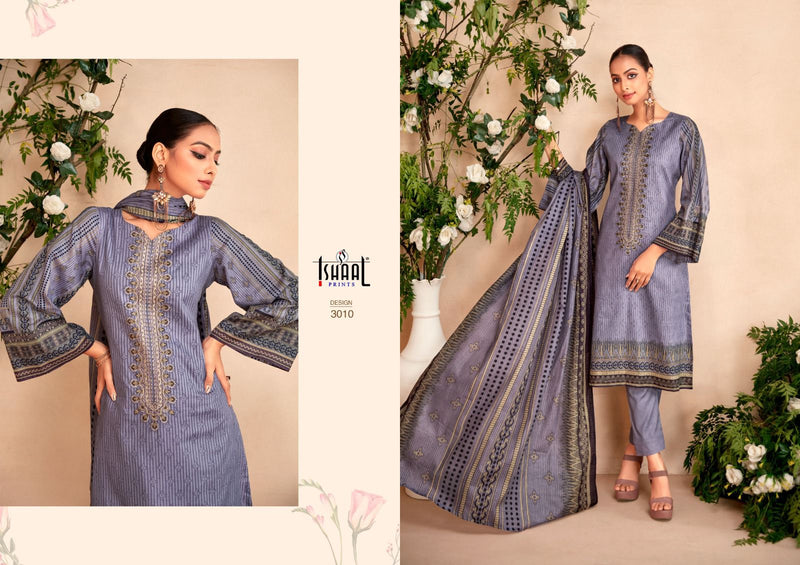 Ishaal Prints Embroidered Vol 3 Lawn Cotton Fancy Embroidery Work Suits