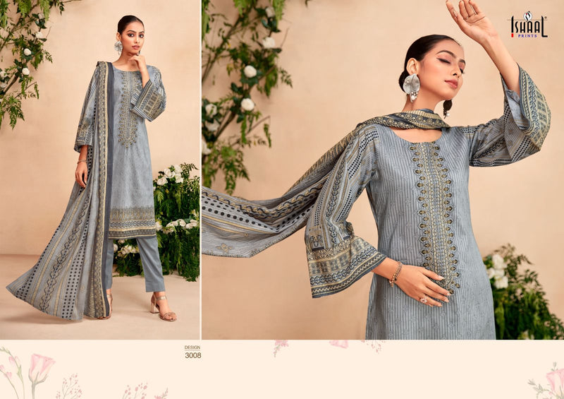 Ishaal Prints Embroidered Vol 3 Lawn Cotton Fancy Embroidery Work Suits