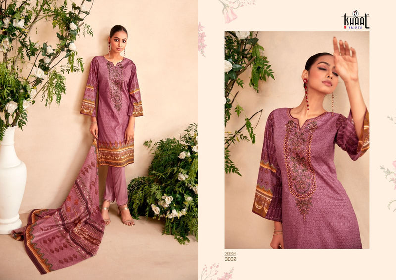 Ishaal Prints Embroidered Vol 3 Lawn Cotton Fancy Embroidery Work Suits