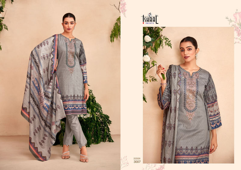 Ishaal Prints Embroidered Vol 3 Lawn Cotton Fancy Embroidery Work Suits