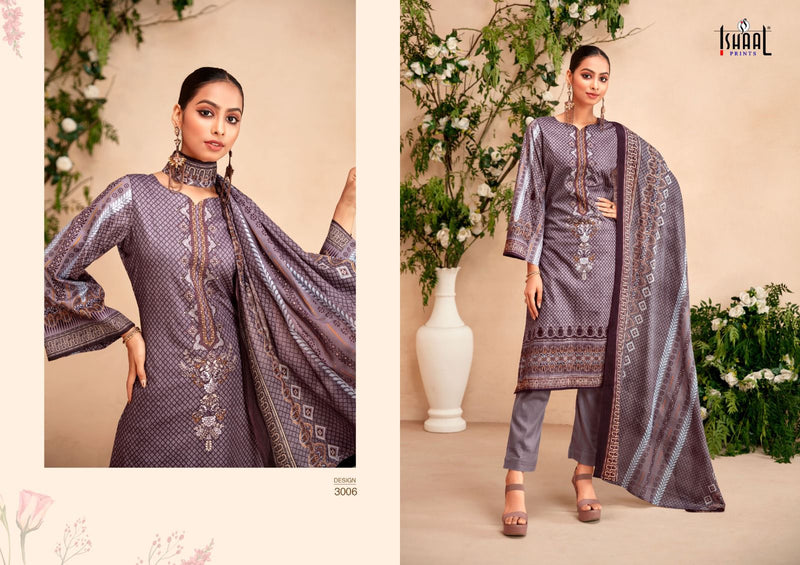 Ishaal Prints Embroidered Vol 3 Lawn Cotton Fancy Embroidery Work Suits