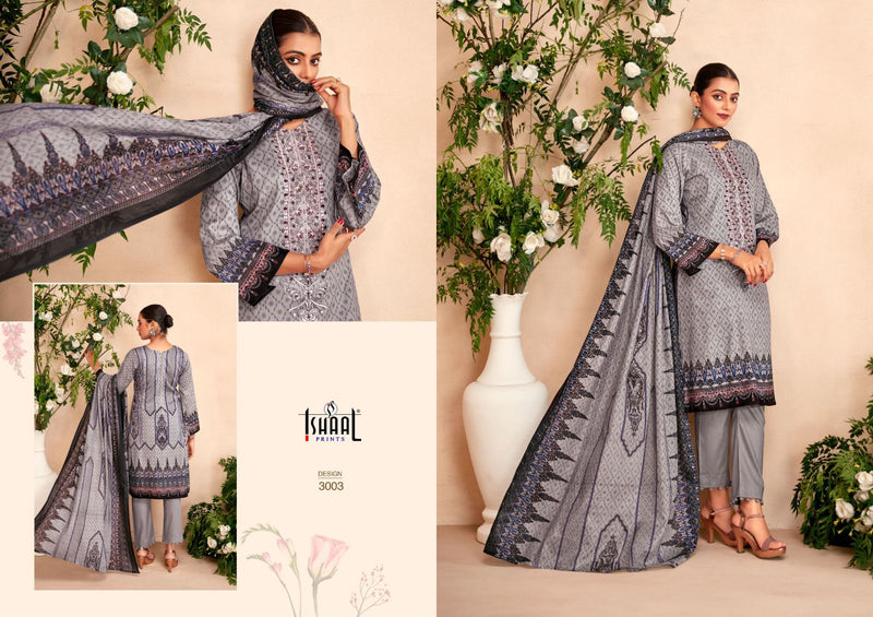 Ishaal Prints Embroidered Vol 3 Lawn Cotton Fancy Embroidery Work Suits