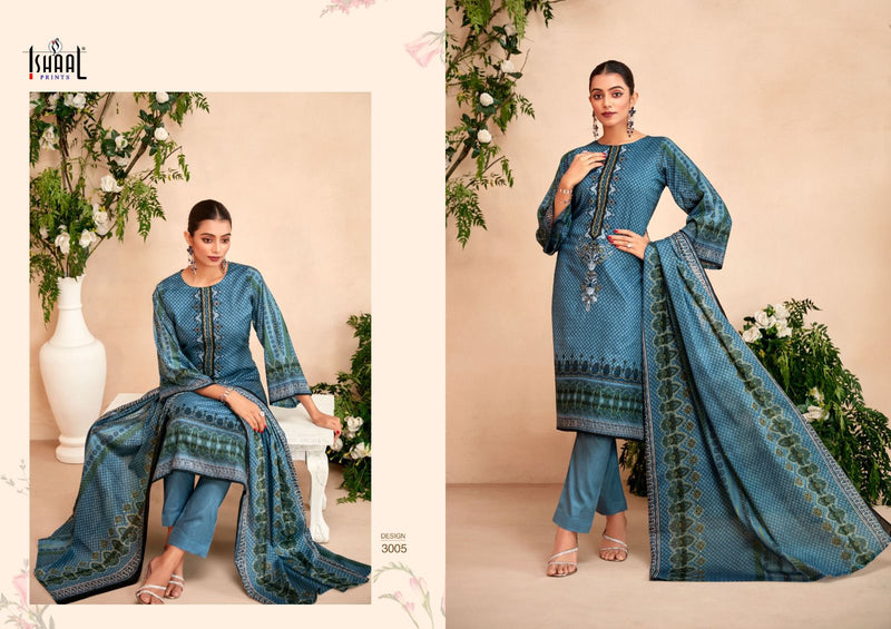 Ishaal Prints Embroidered Vol 3 Lawn Cotton Fancy Embroidery Work Suits