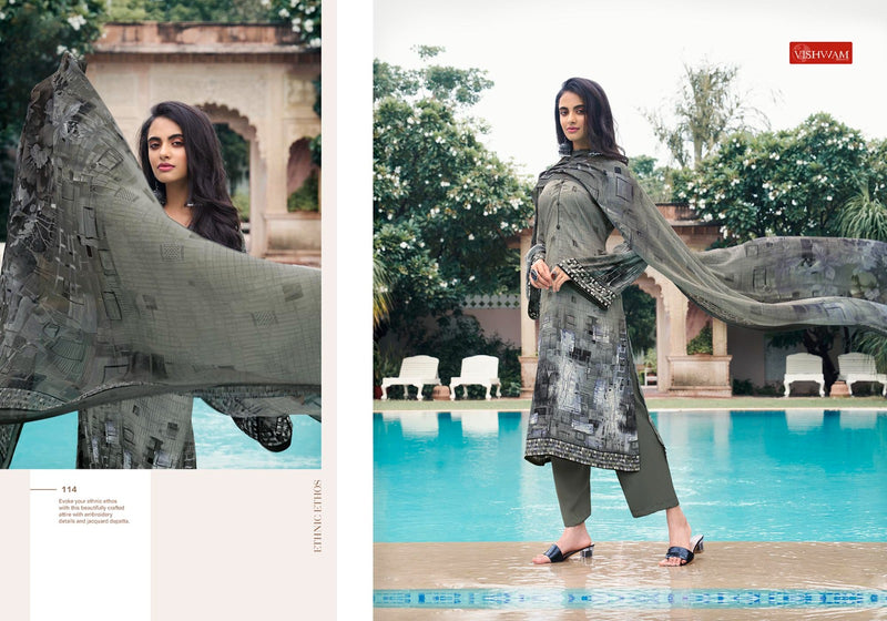 Vishwam Fabrics Espresso Crepe Printed Dress Suit Collection