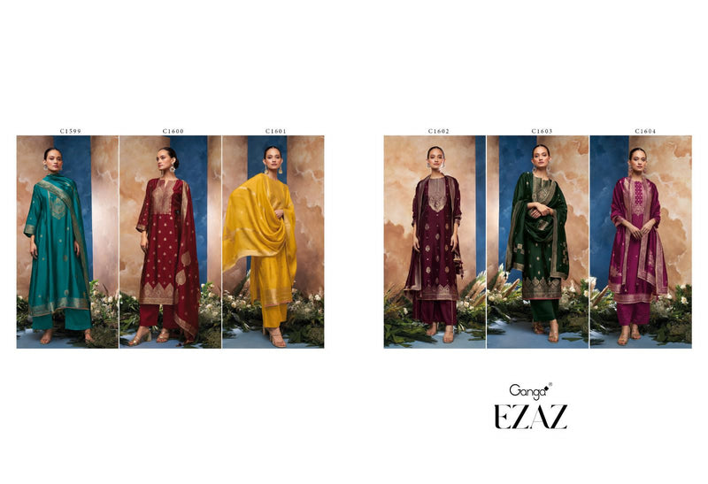 Ganga Ezaz Jacquard With Handwork Designer Party Wear Suits