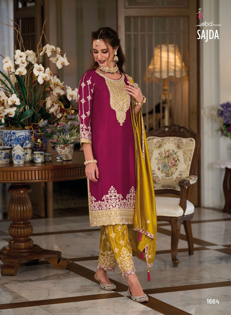 Eba Lifestyle Sajda Premium Silk With Embroidery Work Readymade Salwar Suit