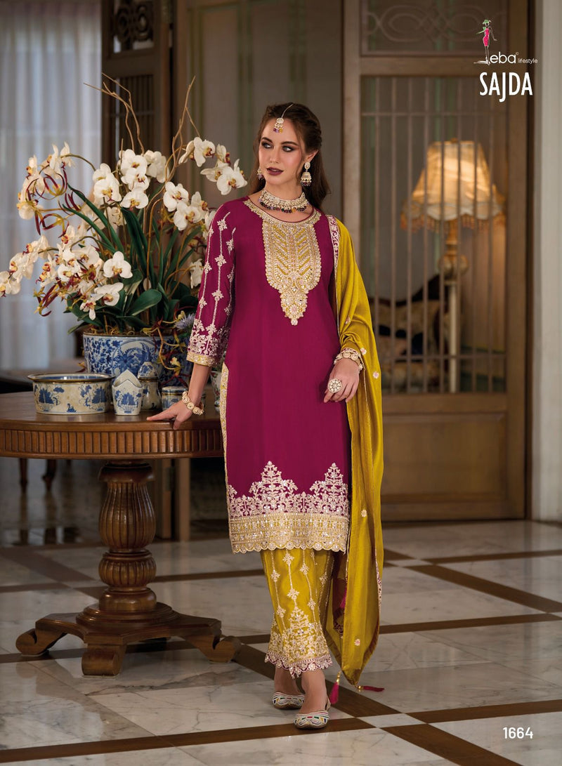 Eba Lifestyle Sajda Premium Silk With Embroidery Work Readymade Salwar Suit