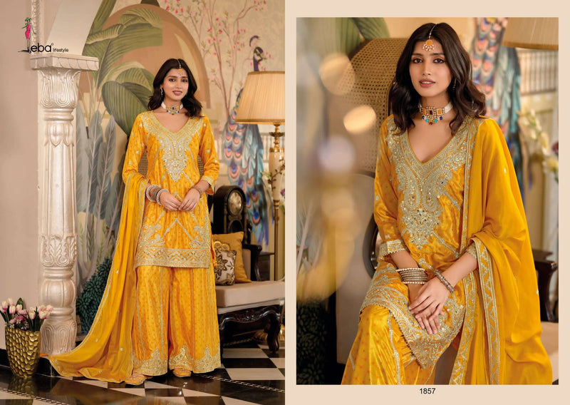 Eba Lifestyle Sangam Chinon Digital Print Embroidered Work Salwar Suit